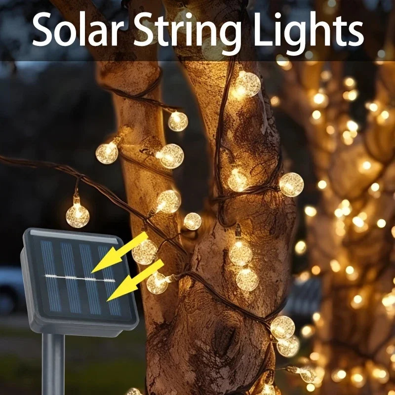 Luces Solares Hadas 5m 20LED Luz Cálida Resistente al Agua Decoración Jardín y Navidad