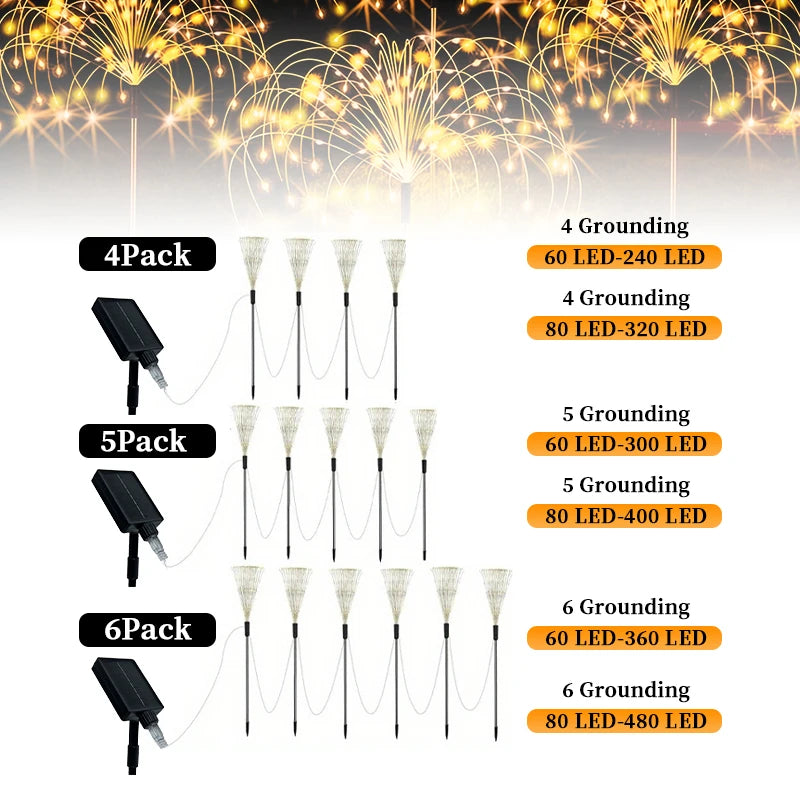 Pack 6 Luces Solares para Jardín LED con 8 Modos de Iluminación IP65