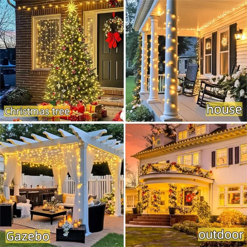 Luces Solares Cuerda 100 LED Resistente al Agua 8 Modos para Jardín Árbol Navidad y Halloween