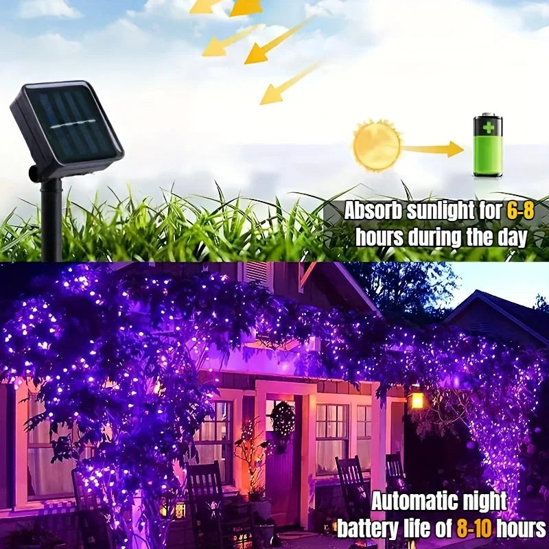 Luces Solares LED 30/100/200/300 IP65 8 Modos para Jardín y Navidad