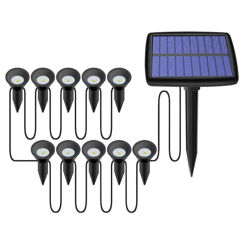 Set 10 en 1 Luces Solares RGB para Césped y Jardín IP65 Multicolor