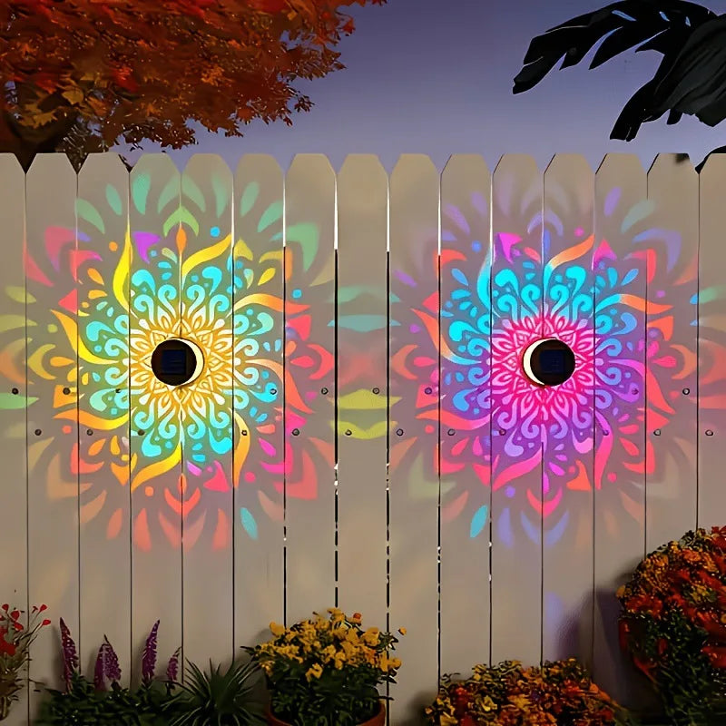 Lámpara Solar de Pared Mandala LED para Jardín, Terraza y Corredor