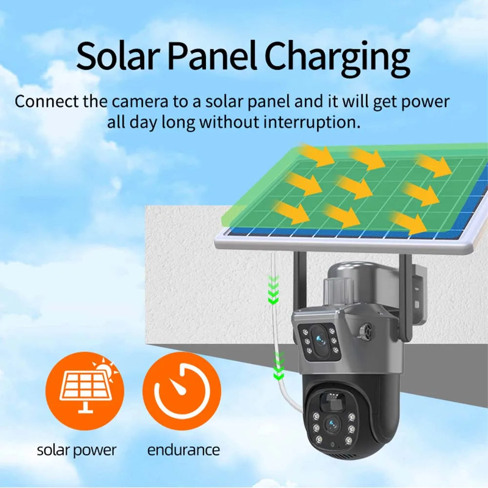 Cámara Solar CCTV 4K WiFi con Doble Lente PTZ para Exterior