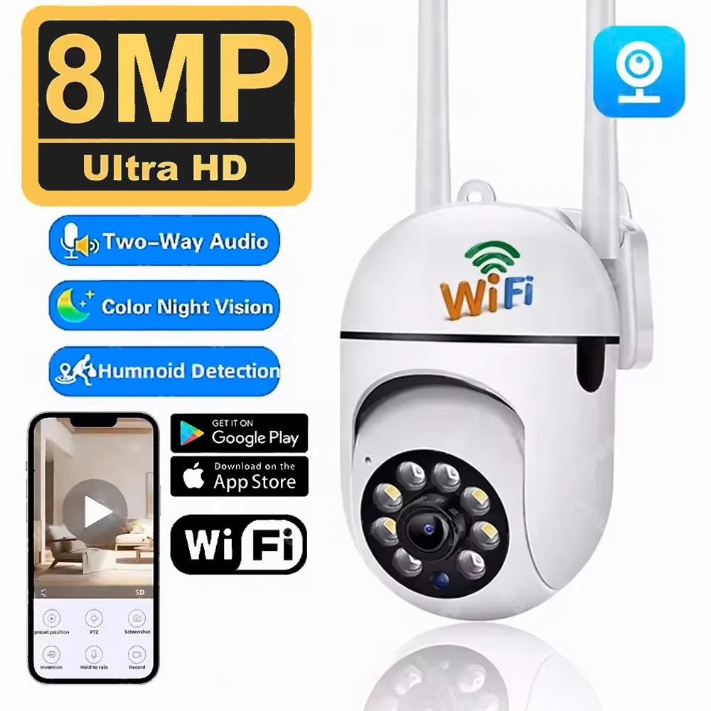 Cámara de Vigilancia PTZ 8MP 4K con Zoom 4X y Seguimiento Automático