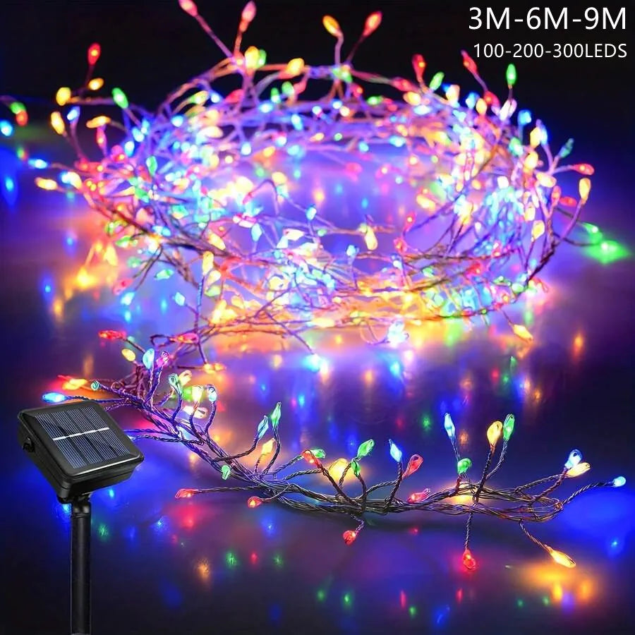 Luces Solares Petardo LED Guirnalda Resistente al Agua para Bodas Jardín y Decoración Navideña