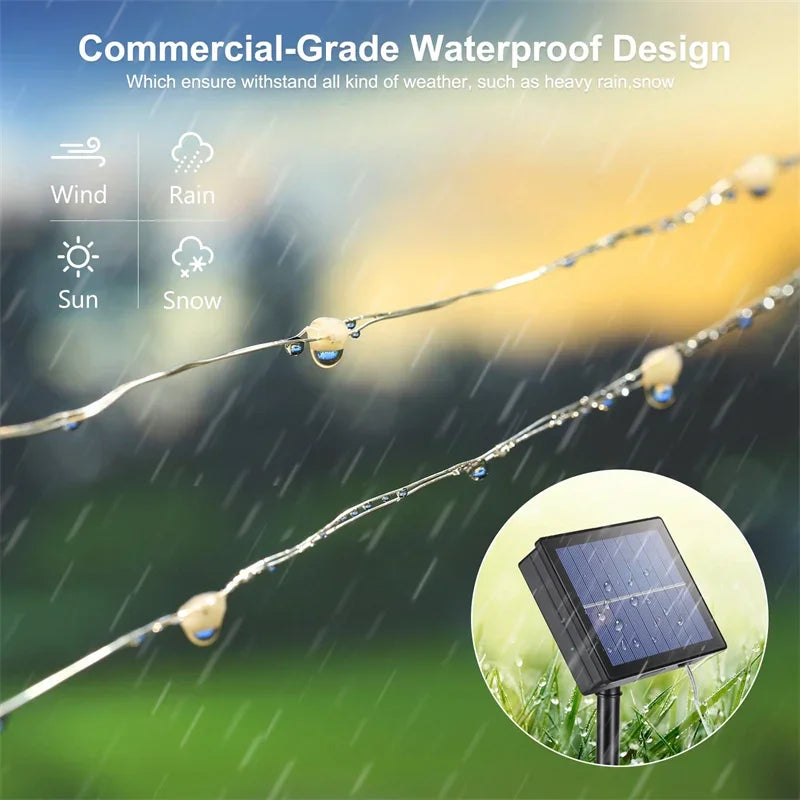 Guirnalda Solar LED Exterior 7M-32M con Tecnología de Carga Rápida