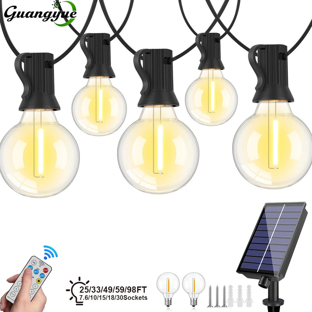 Guirnalda Solar G40 LED para Jardín, Terraza y Café Resistente al Agua