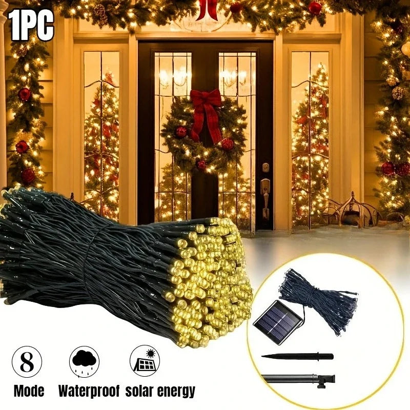 Luces Solares LED 30/100/200/300 IP65 8 Modos para Jardín y Navidad