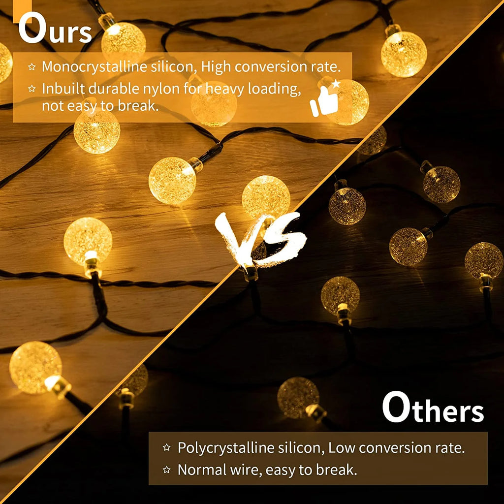 Luces Solares Cuerda IP65 8 Modos Resistente al Agua para Jardín Árbol y Decoración Navideña