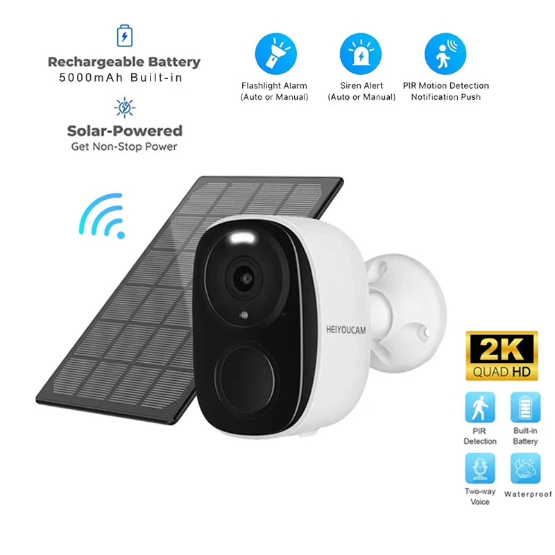 Cámara de Seguridad Inalámbrica Exterior 2K 3MP con Batería, WiFi, Sirena y Audio Bidireccional