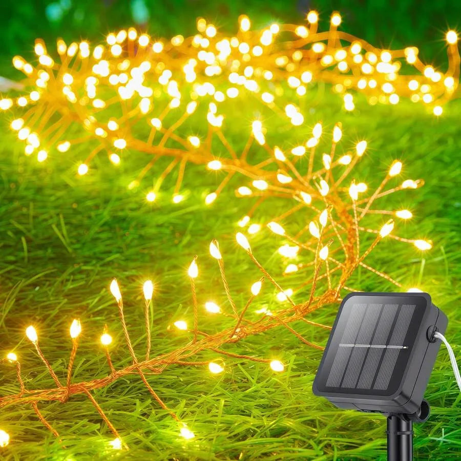 Luces Solares Petardo LED Guirnalda Resistente al Agua para Bodas Jardín y Decoración Navideña