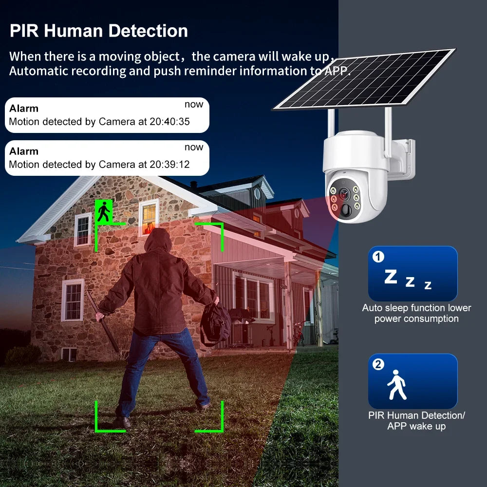 Cámara PTZ Solar Tuya 8MP WiFi con Detección de Movimiento y Batería