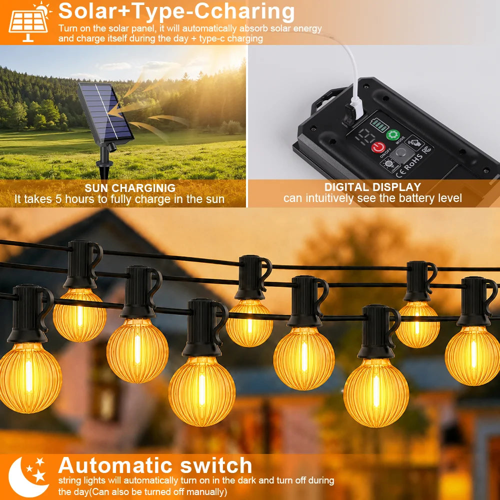 Guirnalda Solar G40 Calabaza Halloween LED para Jardín y Terraza