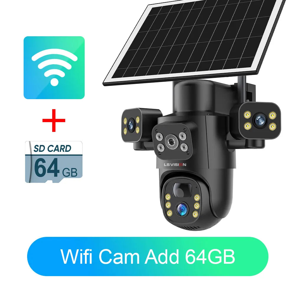 Cámara Solar LS VISION 15MP 4K Triple Lente 4G/WiFi con Zoom 10X y 12X