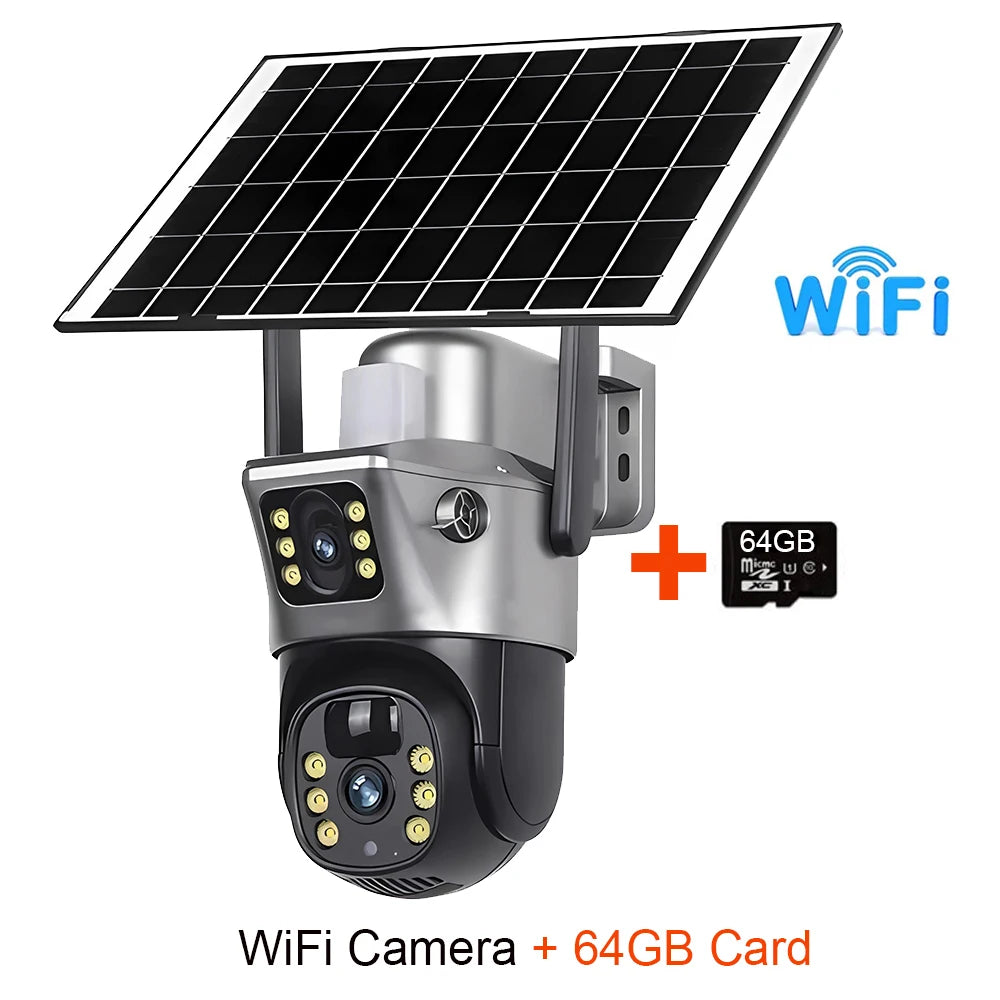 Cámara Solar 4G/WiFi Doble Lente 8MP 4K con Visión Nocturna PIR V380 Pro