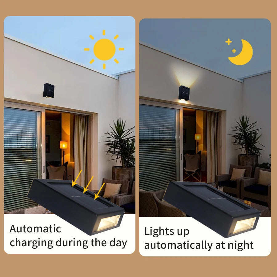 Aplique Solar de Pared con Luz Arriba y Abajo para Jardín y Balcón