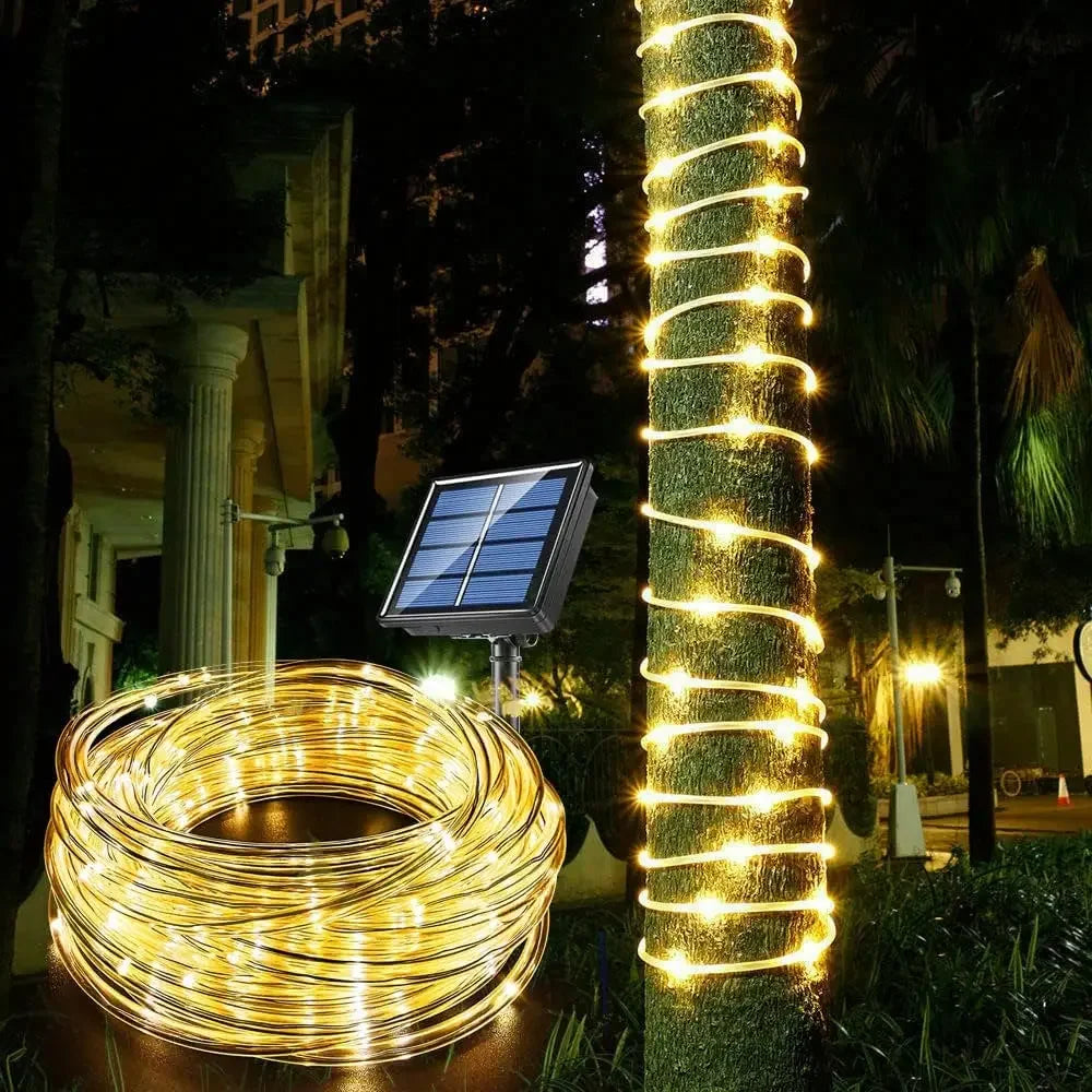 Luces Solares Cuerda LED Resistente al Agua para Jardín Césped Árbol Valla y Caminos