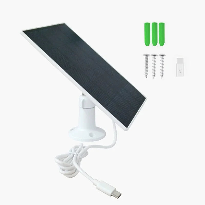 Panel Solar 10W 5V con Adaptador Type-C para Cámaras de Seguridad e iPhone