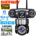 Cámara de Seguridad 20MP 10K con 4 Lentes, 3 Pantallas y Visión 360°