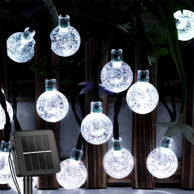 Luces Solares de Globos de Cristal 200 LED para Jardín y Navidad