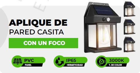 Aplique de Pared Casita con Foco Solar