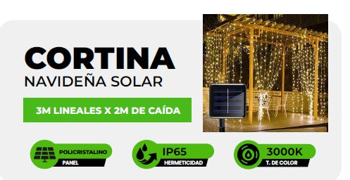 Cortina Navideña Solar 3M x 2M